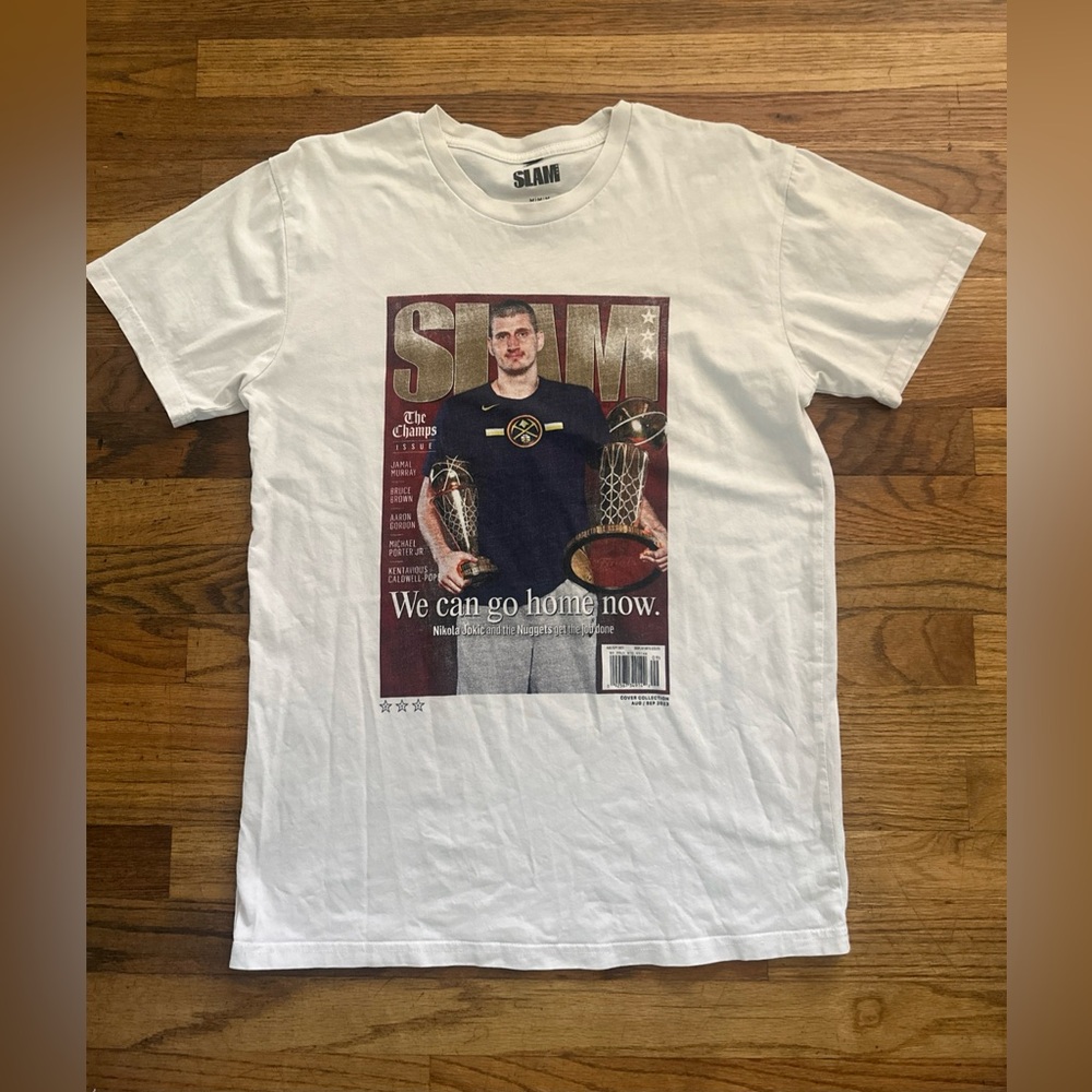 SLAM Denver Nuggets NBA Jokic Shirt Men’s Sz M White